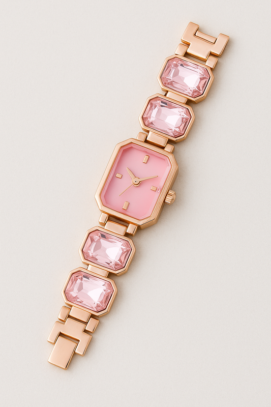 Elegant Pink Crystal Bracelet Watch – A Timeless Symbol of Glamour