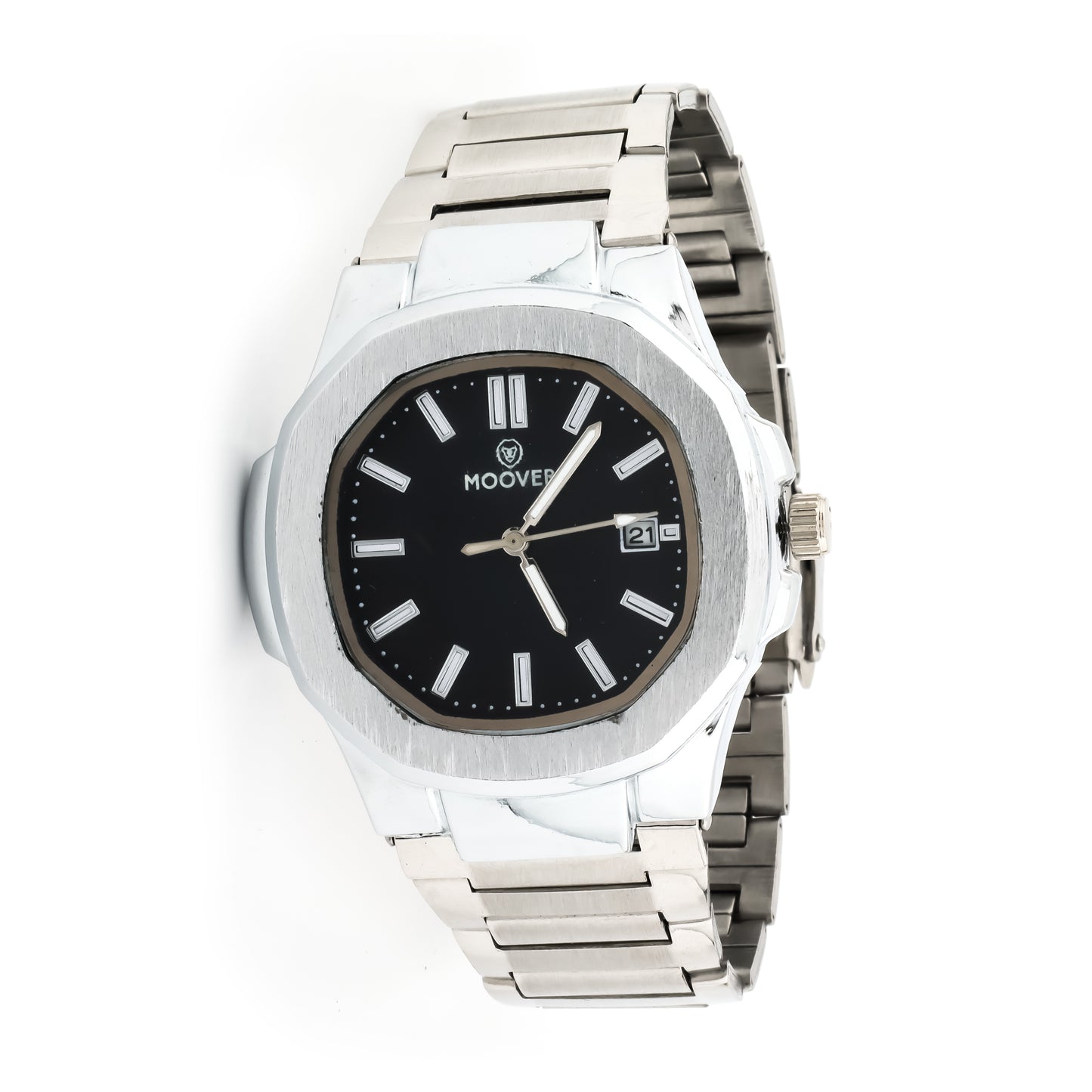 MOOVER Luxury Stainless Steel Watch – Silver & White Dial