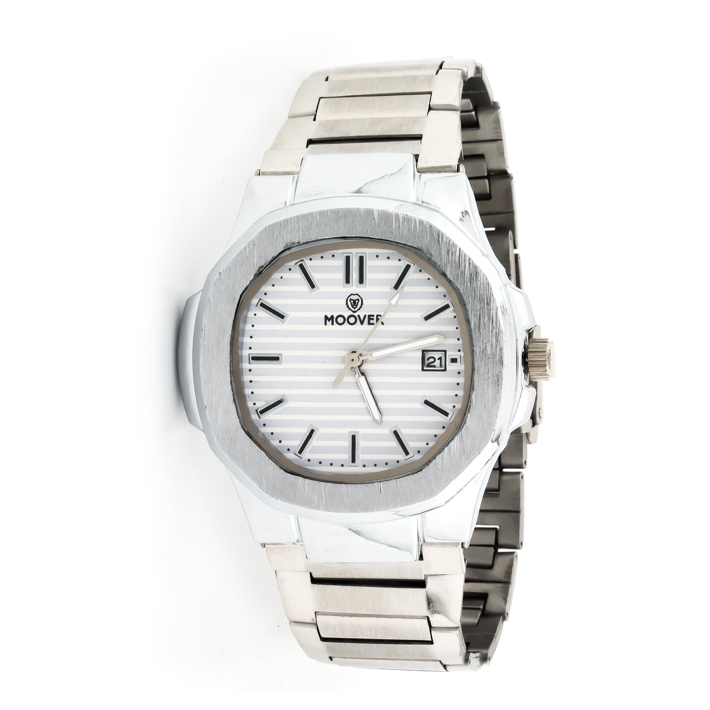 MOOVER Luxury Stainless Steel Watch – Silver & White Dial
