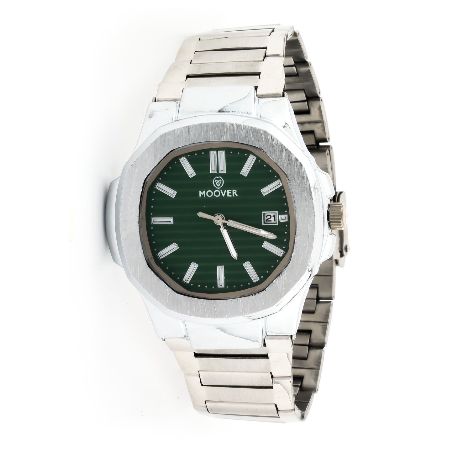 MOOVER Luxury Stainless Steel Watch – Silver & White Dial