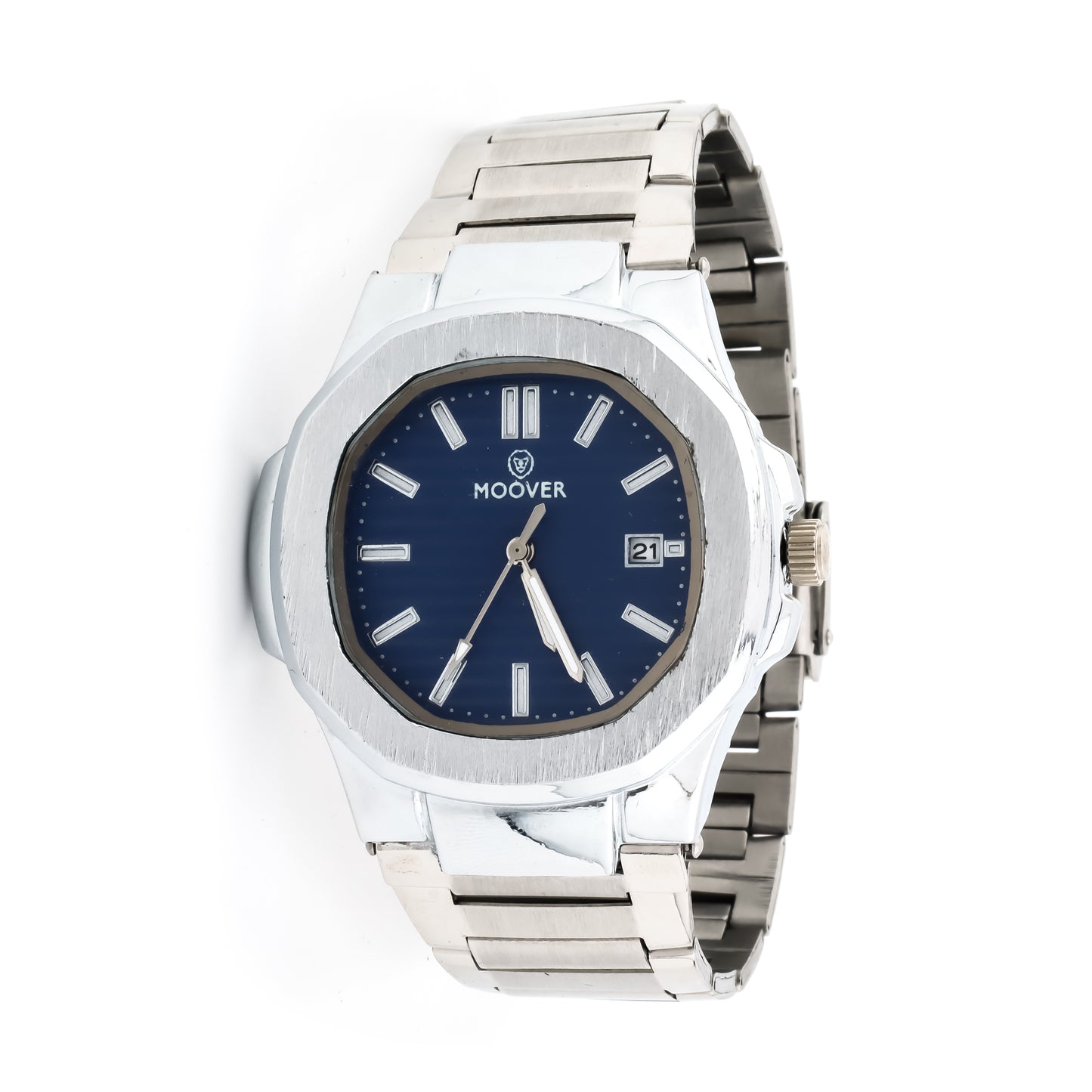 MOOVER Luxury Stainless Steel Watch – Silver & White Dial