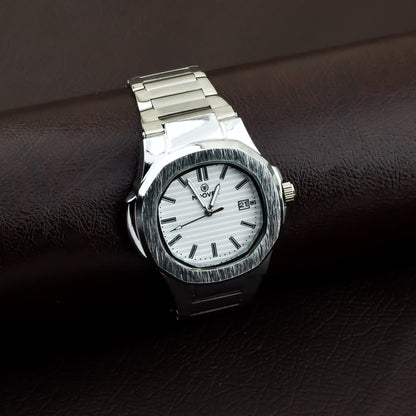 MOOVER Luxury Stainless Steel Watch – Silver & White Dial