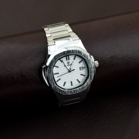 MOOVER Luxury Stainless Steel Watch – Silver & White Dial