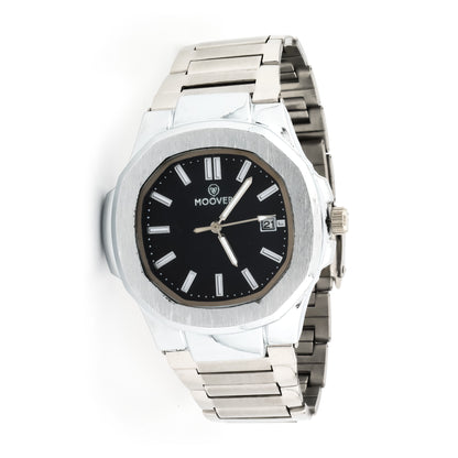MOOVER Luxury Stainless Steel Watch – Silver & White Dial