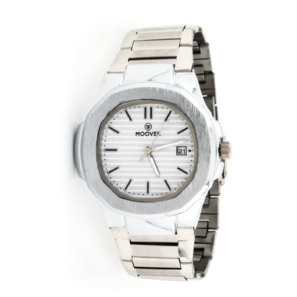 MOOVER Luxury Stainless Steel Watch – Silver & White Dial