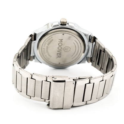 MOOVER Luxury Stainless Steel Watch – Silver & White Dial